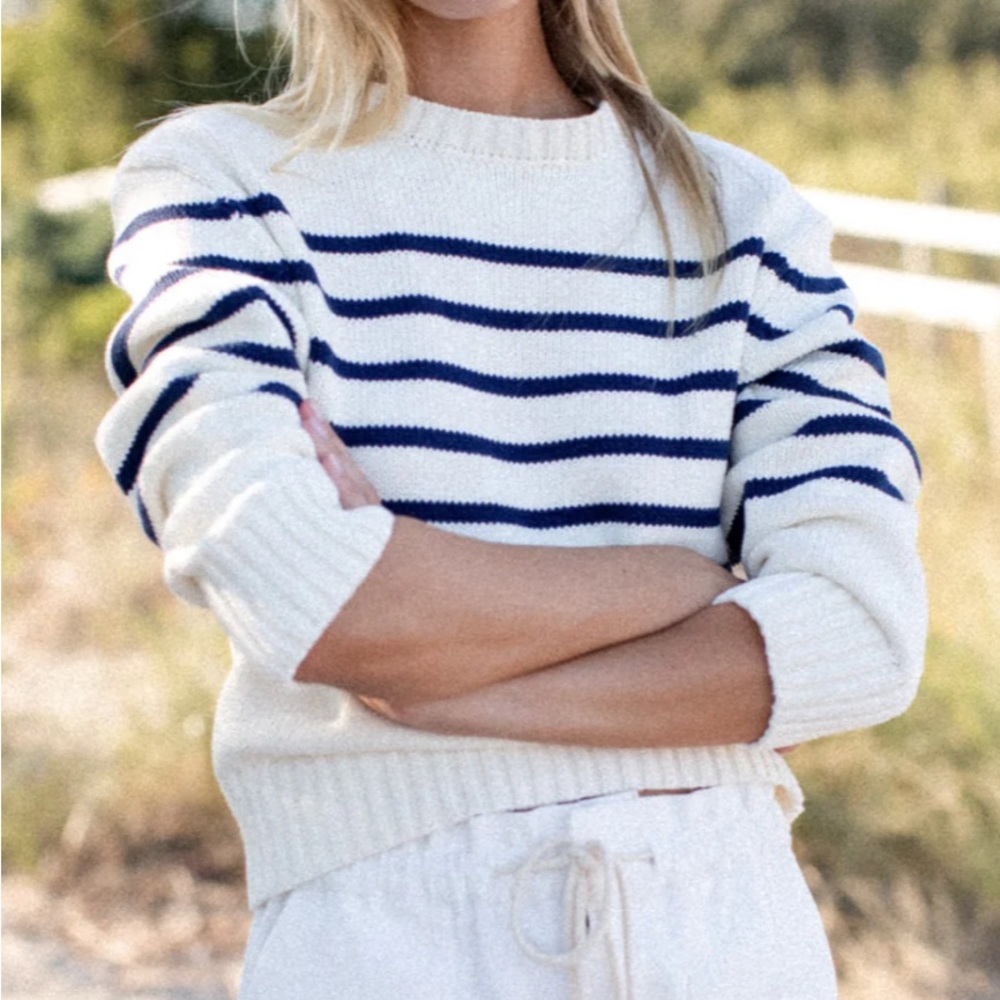 ⚓️ Marea Lake Sweater Ivory Navy Stripe NWT